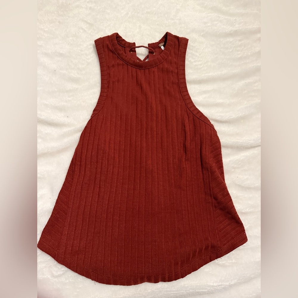 Free People Ribbed Lace-Up Back Tank Top – Small (Runs Very Small)